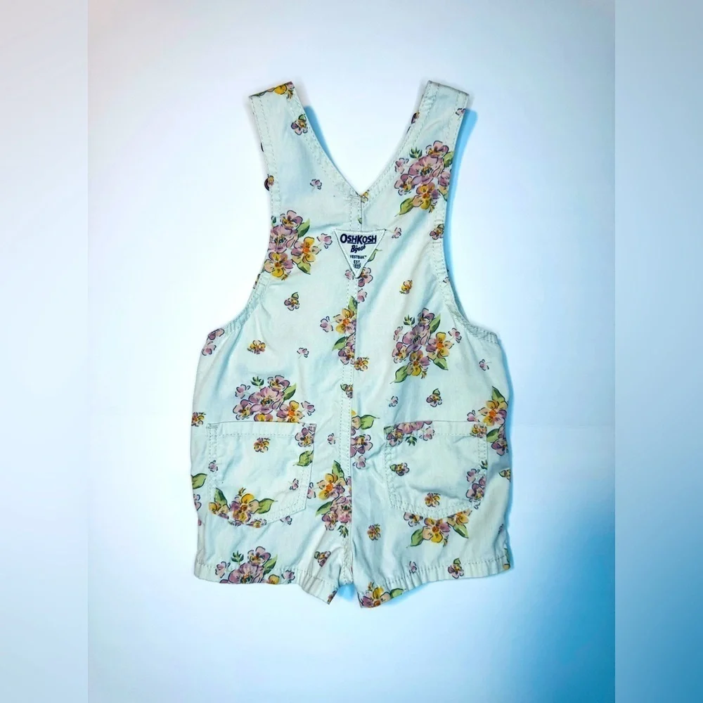 OshKosh Girl Floral Shortalls Size 12M